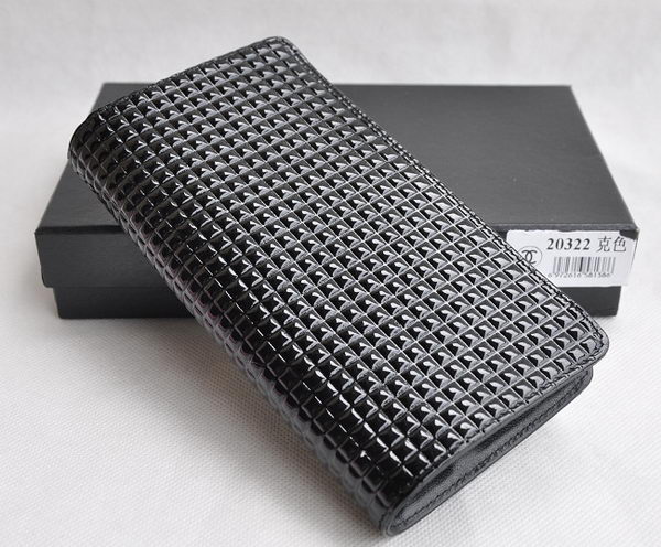 Replica Chanel 20322 Grid pattern Bi-Fold Black Wallet
